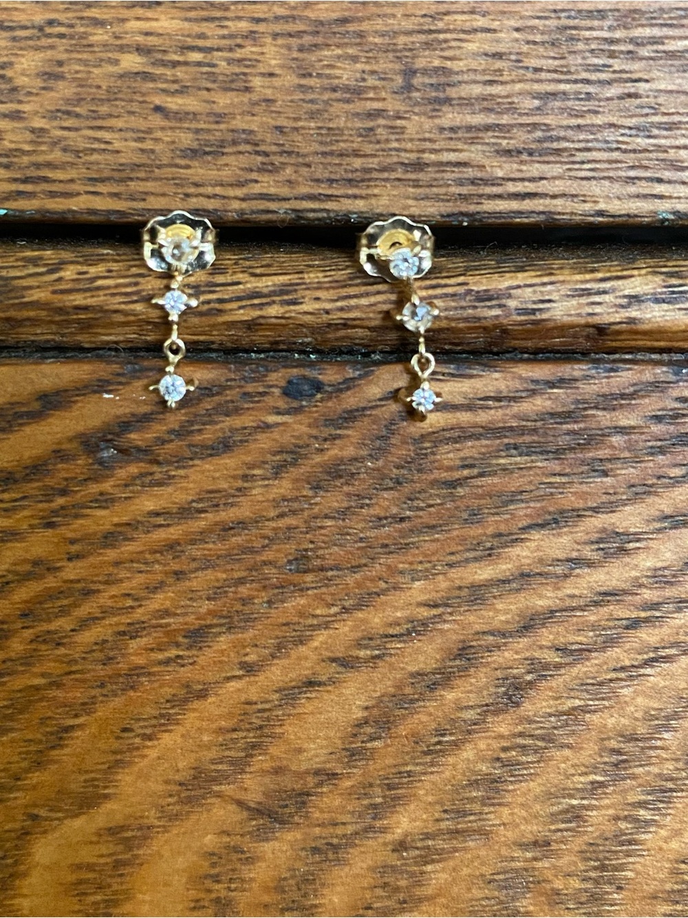 Catbird Angel Hair drop earrings pair 3 diamond 14k yellow gold dangle - Picture 5 of 5
